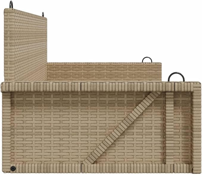 Swing Bench Beige PE Rattan Powder-Coated Steel Medium for Outdoor Garden Patio Relaxation Spacious Seating for Two - Photo 6