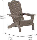 Flash Furniture Newport Adirondack Chairs with Cup Holders, Weather Resistant Poly Resin Adirondack Chairs, Set of 2 - Photo 3
