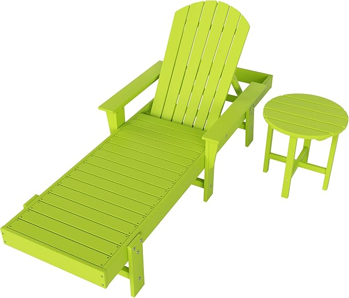 WestinTrends Dylan 2 Piece Adirondack Reclining Chaise Lounge with Arms Lime