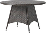 Outdoor Dining Table with PE Wicker Tabletop and Powder Coated Iron Frame Water Resistant Design Durable Construction - Photo 4