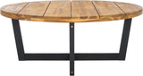 SAFAVIEH Outdoor Collection Leo Natural/Black 4-Leg Round Coffee Table, Ideal for Deck, Patio, Backyard, Sunroom - Photo 8