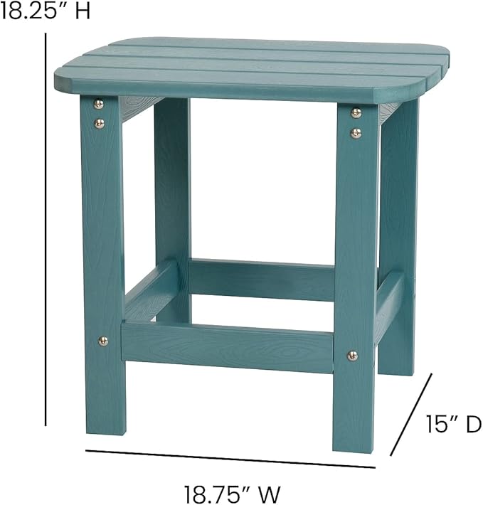 Flash Furniture Charlestown Tiered Commercial Poly Resin Adirondack Side Table - Teal - All-Weather - Indoor/Outdoor