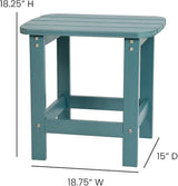 Flash Furniture Charlestown Tiered Commercial Poly Resin Adirondack Side Table - Teal - All-Weather - Indoor/Outdoor - Photo 3