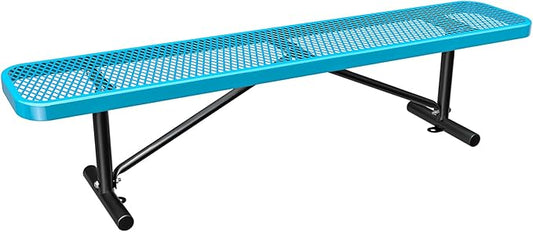 Heavy Duty Outdoor Metal Garden Park Bench, Steel Picnic Bench, Metal Mesh Outdoor Bench Porch Chair for Garden, Lawn, Patio, Porch, Park, Yard, Patio (Blue, 8FT)