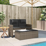 Garden Bench Deck Bench Reclining Patio Bench with Cushions Gray Poly Rattan - Photo 3