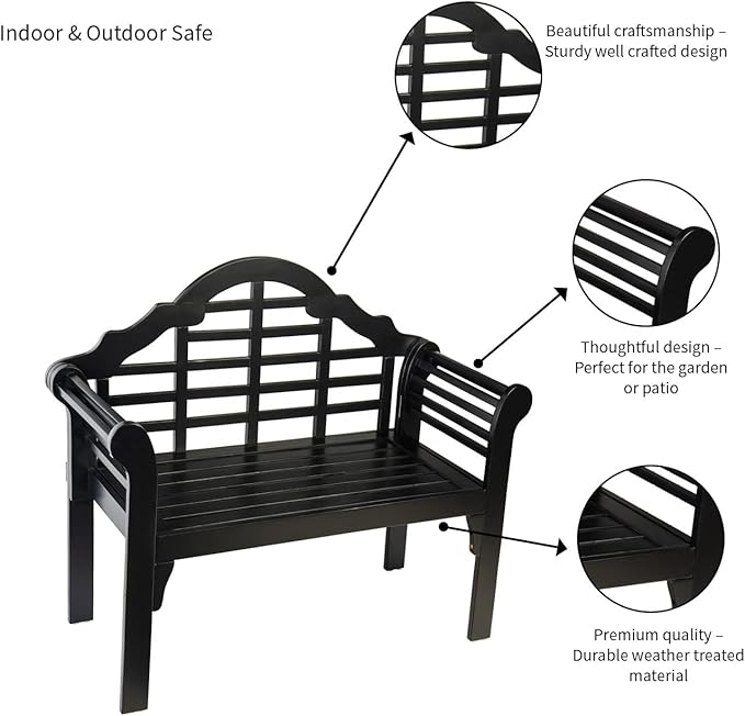 Plow & Hearth Weatherproof Lutyens Eucalyptus Wood Garden Bench | Foldable Patio Bench - Photo 6