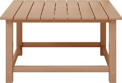 WestinTrends Malibu Low Outdoor HDPE Square Patio Coffee Table, Teak