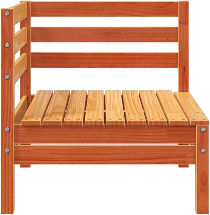3-Seater Patio Sofa with Footstool Wax Brown Solid Pine Wood Outdoor Furniture Set for Garden Balcony Porch Modular Design Water-Resistant Slatted Seating