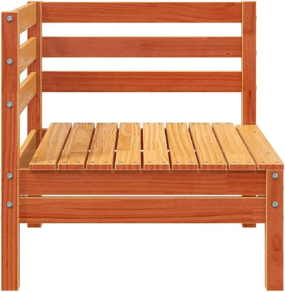 3-Seater Patio Sofa with Footstool Wax Brown Solid Pine Wood Outdoor Furniture Set for Garden Balcony Porch Modular Design Water-Resistant Slatted Seating