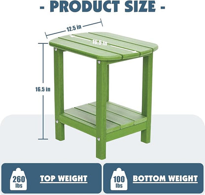 Outdoor Side Table 2 -Tier Adirondack Table HDPE Patio Side Table Weather Resistant End Table Small Outdoor Table (Lime)