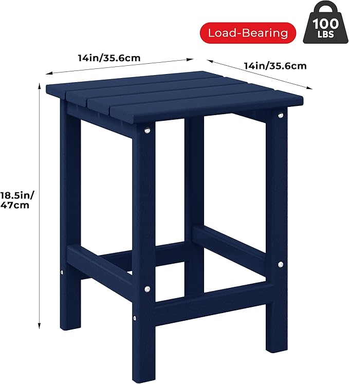 Costaelm Square Outdoor Side Tables, Adirondack Patio Tables for Outside, HDPE Patio End Table Weather Resistant - Photo 2
