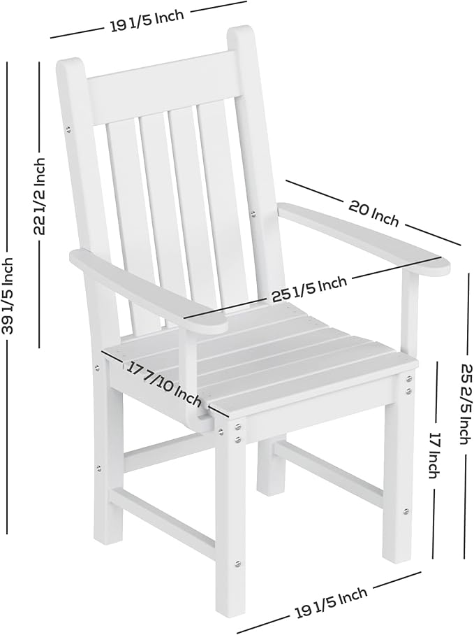 WestinTrends Malibu Classic Outdoor Dining Chairs with Arms, All Weather Poly Lumber Adirondack Patio Chairs Restaurant Bistro Chairs Support 350 LBS, Arched Backrest and Curved Seat, Navy Blue