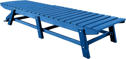 Phat Tommy Outdoor Pool Chaise Lounge, Heavy-Duty Beach Lounger - Folding, HDPE, Recycled Poly Furniture - Reclining Lounge Chair for Patio, Deck, Beach, Cabana, or Poolside, Blue