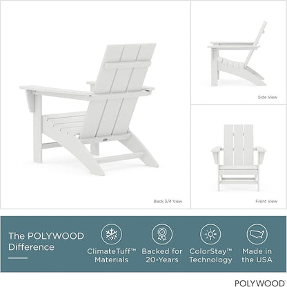POLYWOOD Modern Adirondack Chair – All-Weather Outdoor Lawn Adirondack Chairs – HDPE, Fade-Resistant & Durable Outdoor Furniture – For Patio, Deck & Fire Pit Chairs – White