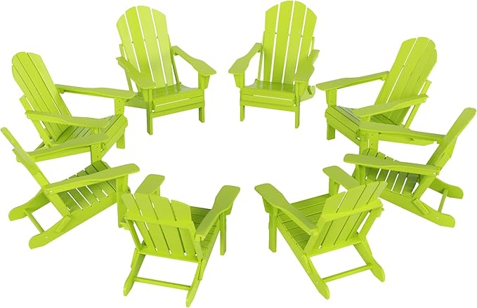 WO WESTIN OUTDOOR HDPE Laguna Outdoor Folding Poly Adirondack Chair (Set of 8),Lime