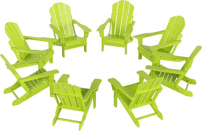 WO WESTIN OUTDOOR HDPE Laguna Outdoor Folding Poly Adirondack Chair (Set of 8),Lime