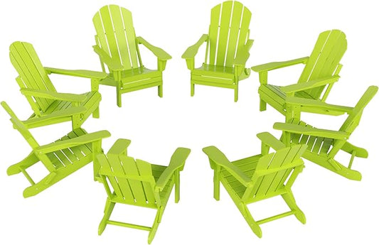 WO WESTIN OUTDOOR HDPE Laguna Outdoor Folding Poly Adirondack Chair (Set of 8),Lime