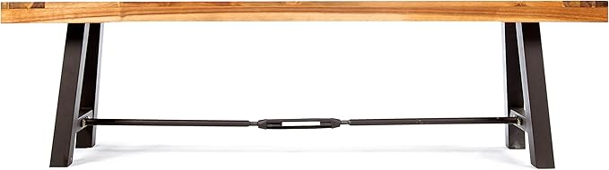 Christopher Knight Home Catriona Outdoor Dining Benches - Acacia Wood - Teak/Rustic Metal (Set of 2) - Photo 3