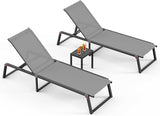 Aluminum Pool Lounge Chairs Set of 2 with 1 Side Table - Photo 1