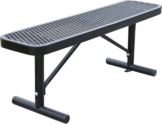 4 Feet Outdoor Steel Bench, Black Heavy Duty Metal Park Bench for Outside, Weatherproof Dock Bench, 48" L Commercial Benches Mesh Bench for Shopping Mall, Store, Lawn, Park, Patio, Deck, Garden
