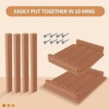 2 Tier Outdoor Side Table with Wood-Like Grain, 16.6" HDPE Adirondack Table Patio Side Table - Photo 7
