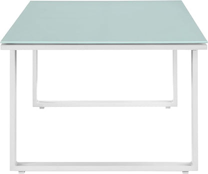 Modway Fortuna Aluminum Glass Outdoor Patio 44" Coffee Table in White