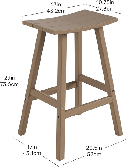 Costaelm All-Weather Outdoor Bar Stools, 29" Height Patio Stools & Bar Chairs, Adirondack Poly Patio Bar Stool for Patio, Deck, Kitchen Counter and Garden, Weathered Wood