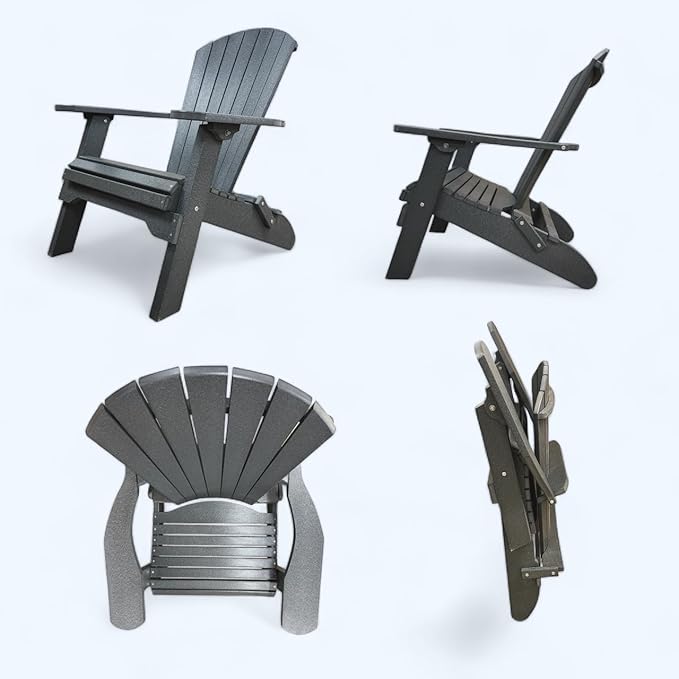Deluxe Folding Poly Adirondack Folding Chair (Coastal Gray)