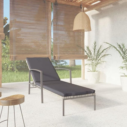 Grey Poly Rattan Outdoor Chaise Lounge 23.6"x76.8"x37.4", Adjustable Backrest, Cushions & Steel Frame, Modern Poolside Patio Sun Lounger for Garden, Balcony, Yard