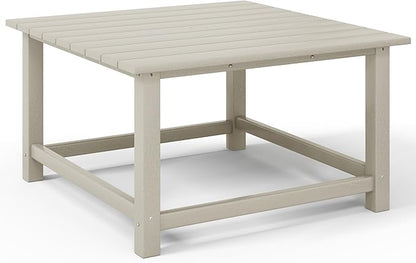 Costaelm Patio Conversation Table, Tatio Accent HDPE Outdoor Weather Resistant, Square Outdoor Porch Balcony Patio Drink Table for Outside, Pool, Backyard, Sand
