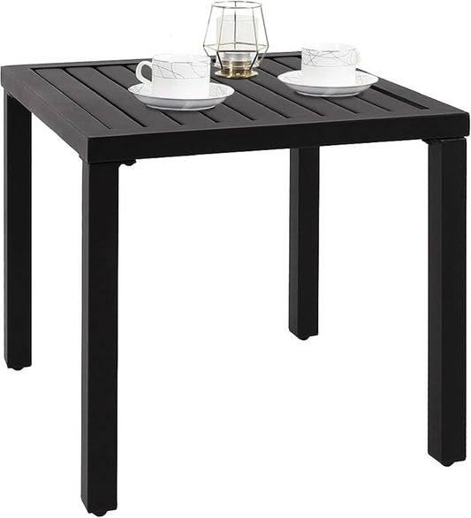 PHI VILLA Indoor Outdoor Small Metal Square Side/End Table, Patio Coffee Bistro Table, Black | Indoor, Outdoor, Patio, Coffee