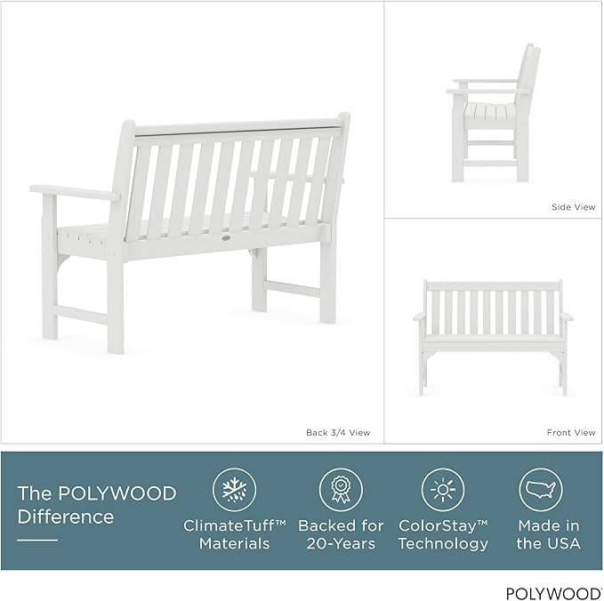POLYWOOD GNB48WH Vineyard 48" Bench, White - Photo 3