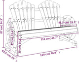 2-Seater Adirondack Chair Solid Fir Wood Outdoor Patio Furniture with Burnt Look for Garden Backyard Poolside - Photo 9
