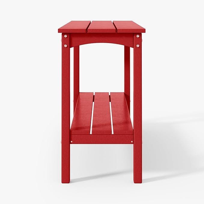 WestinTrends Malibu 55" Outdoor Patio HDPE Adirondack 2-Tier Shelf Console Table, Red
