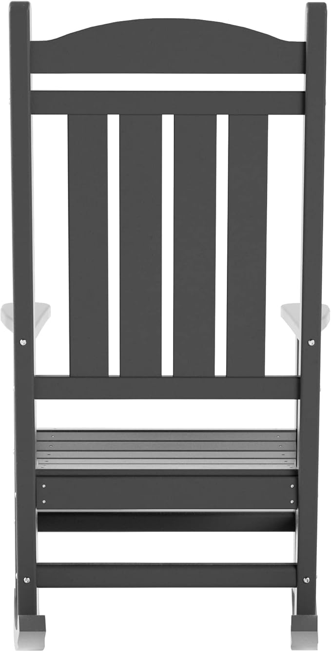 WO Home Furniture Patio Rocking Chair Farmhouse Outdoor HDPE UV Weather Resistant (Grey)