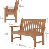 Costaelm Garden Bench, Farmhouse Park Front Porch for Entryway Bench Outdoor Seating Low Bench Patio Bench - Photo 2