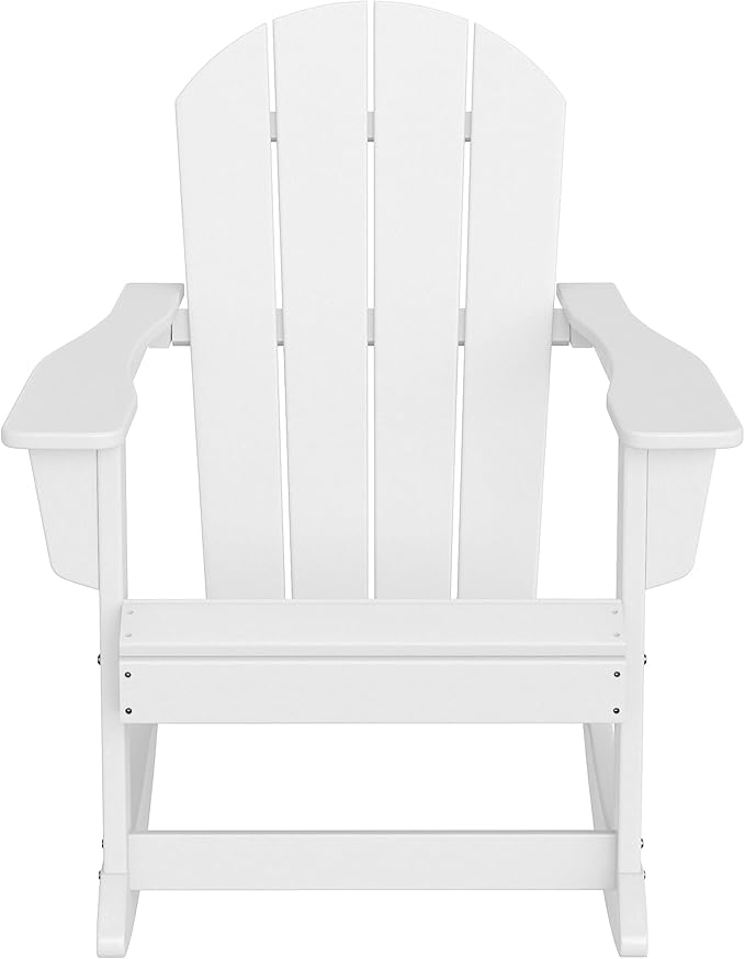 WestinTrends Malibu Outdoor/Patio Poly Adirondack Rocking Chair, White