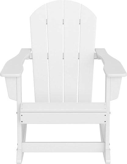 WestinTrends Malibu Outdoor/Patio Poly Adirondack Rocking Chair, White