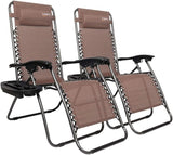 VINGLI Upgraded Zero Gravity Chair Set of 2 Lounge Outdoor Chairs with Trays and Pillows - Photo 1
