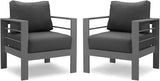 Solaste Patio Furniture Metal Armchair, 2 PCS All-Weather Aluminum Garden Outdoor Contemporary Sofa Chair with Cushions - Photo 7
