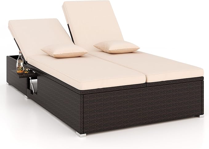 Tangkula Outdoor Rattan Daybed with 6-Level Adjustable Backrests - Photo 1