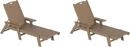 WestinTrends Malibu Poly Reclining Chaise Lounge (Set of 2) Weathered Wood