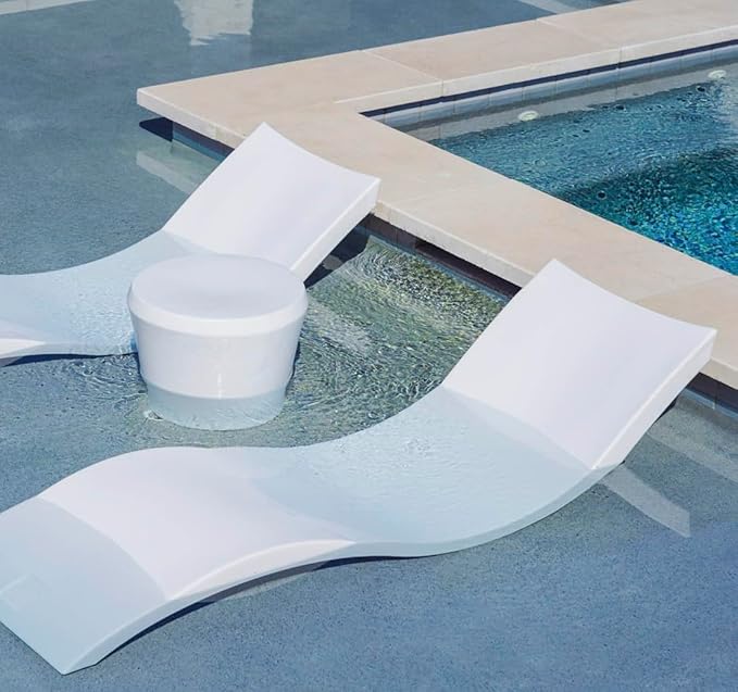 Ledge Lounger Signature Chaise Set of 2 + Affinity Side Table – in Pool Lounger Designed for Shallow Shelves Up to 9” – - Photo 2