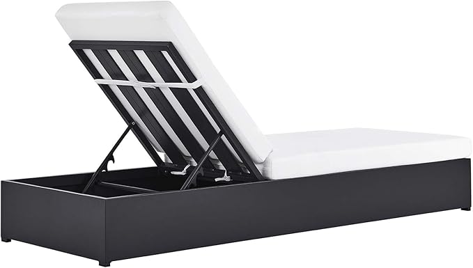 Modway Tahoe Aluminum Outdoor Chaise Lounge in Gray White with Weather-Resistant Cushions, Perfect Patio Sunbed or Recliner Chair for Pool Furniture