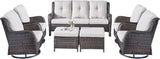 Rilyson Wicker Patio Furniture Set - 7 PC Rattan Outdoor Sectional Conversation Sets with 4 Swivel Rocking Chairs - Photo 1