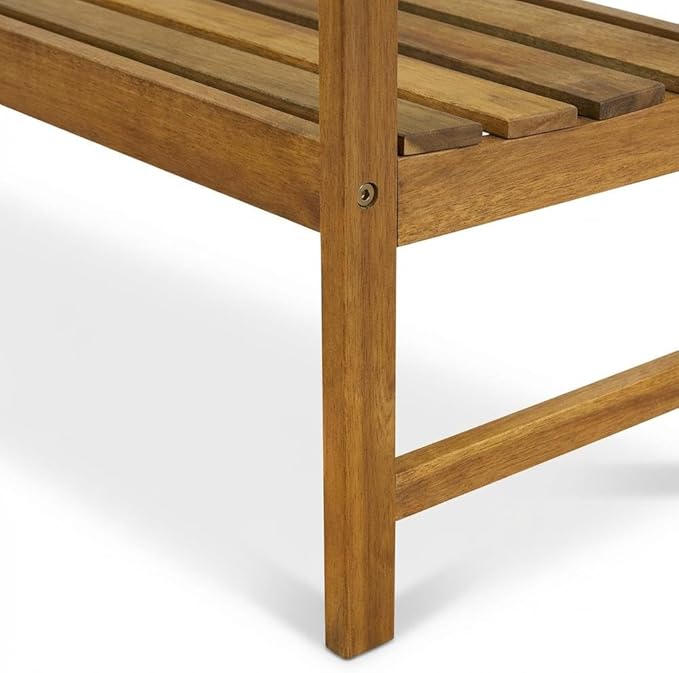 Oil Finish Belmont Bench Without Cushion, Modern Outdoor Dining Seating, Acacia Wood, Durable and Stylish with 300 lbs Capacity