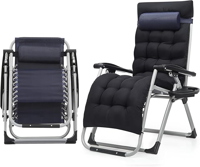 Athena Collection 3 in 1 Patio Lounge Chair Foldable Camping Chair with Headrest Chaise Lounge Nap Chair with Removable - Photo 1