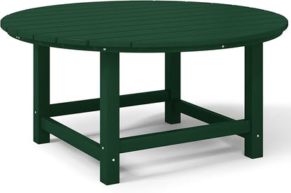 Costaelm Patio Conversation Table, Tatio Accent HDPE Outdoor Weather Resistant, Round Outdoor Porch Balcony Patio Drink Table for Outside, Pool, Backyard, Dark Green