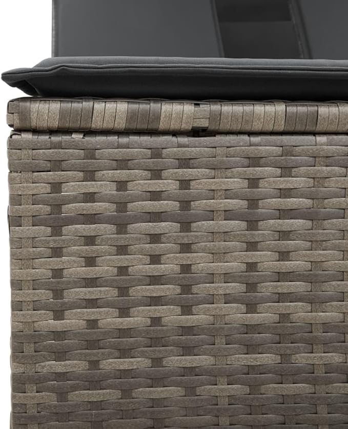 Gray Canopy Double Sun Lounger 31.3" x 21.1" x 21.7" Outdoor Patio Chaise Lounge for Pool Garden Balcony Lounge Chair - Photo 9