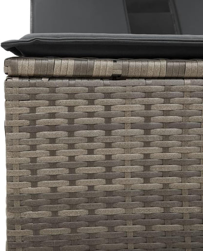 Gray Canopy Double Sun Lounger 31.3" x 21.1" x 21.7" Outdoor Patio Chaise Lounge for Pool Garden Balcony Lounge Chair with Adjustable Backrest UV Shade for Two People